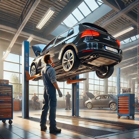 Volkswagen automobilis servise, techninė apžiūra
