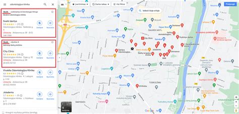 Žemėlapio iškarpa su pažymėtu automobilių salonu