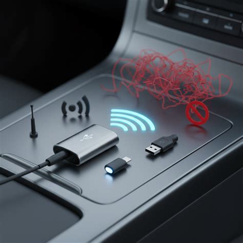 Infografika: Bluetooth adapterio prijungimo schema automobilyje