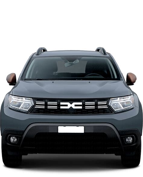 Schematinis Dacia Duster 2021 interjero vaizdas su išdėstytais pagrindiniais elementais ir valdymo panelėmis.