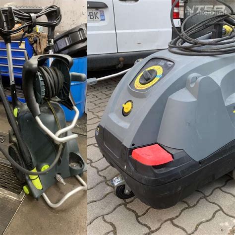 Teminė nuotrauka su aukšto slėgio plovykla, valančia automobilį arba terasą