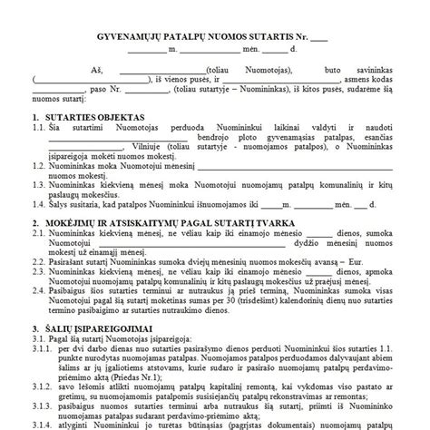 Buto nuomos sutartis ir raktai