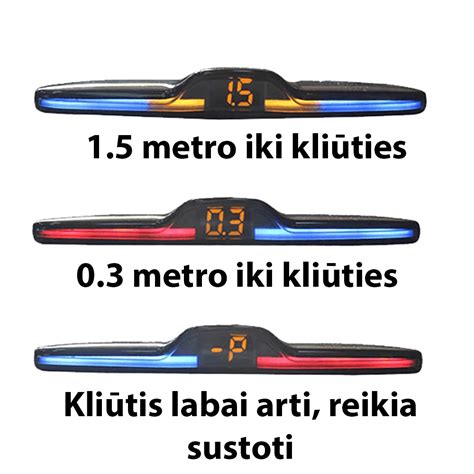 Prietaisų skydelis su pranešimu apie parkavimo sistemos klaidą