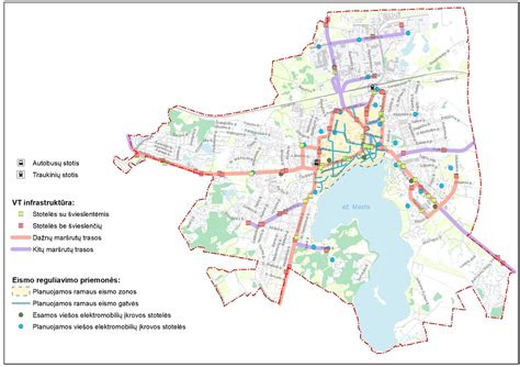 Miesto planavimo schema su pažymėtomis esamomis ir planuojamomis parkavimo vietomis.