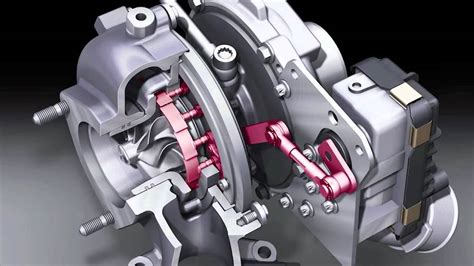 Schematinis turbokompresoriaus su kintama geometrija vaizdas