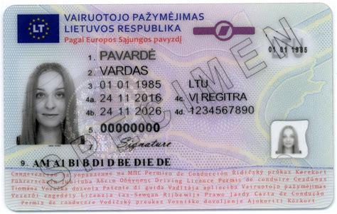 Lietuvos Respublikos vairuotojo pažymėjimo pavyzdys