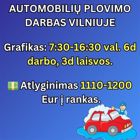 Verslo automobilių parko plovimo grafikas