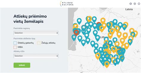 Žemėlapis su pažymėtomis didelių gabaritų atliekų surinkimo aikštelėmis Telšių apskrityje
