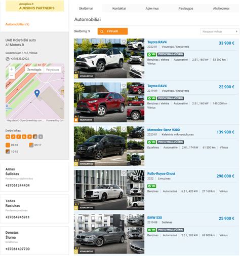 Vokietijos automobilių pardavimo portalų sąsaja su automobilio skelbimu