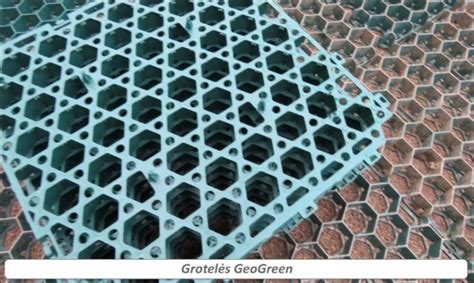 Nuotrauka, iliustruojanti GeoGreen grotelių įrengimą ir vejos apželdinimą