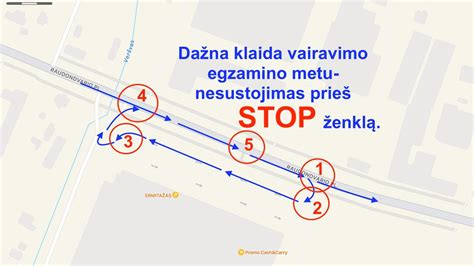 Žemėlapis su vairavimo maršrutais egzamino metu