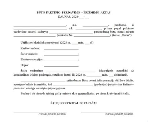 Nekilnojamojo turto perdavimo akto schema