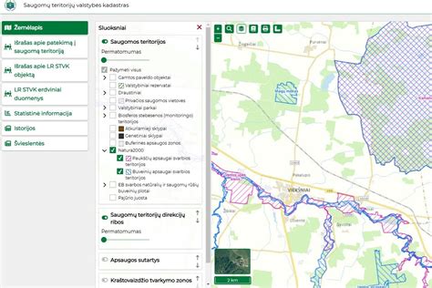 Saugomų teritorijų žemėlapio fragmentas