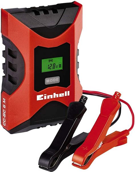 Einhell CC-BC 6 M akumuliatoriaus įkroviklio iliustracija su pagrindiniais komponentais