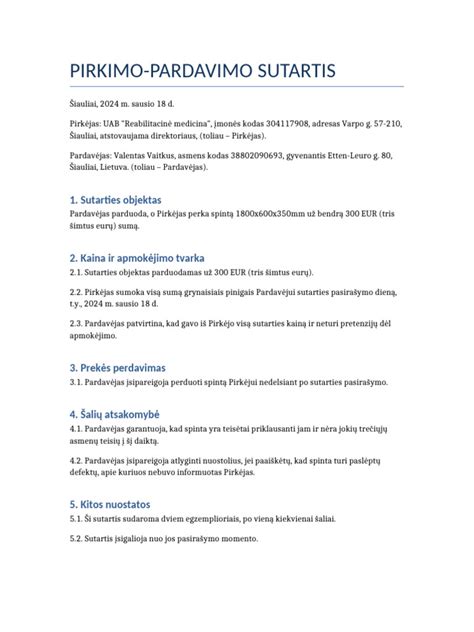 Infografika apie svarbiausius pirkimo-pardavimo sutarties punktus