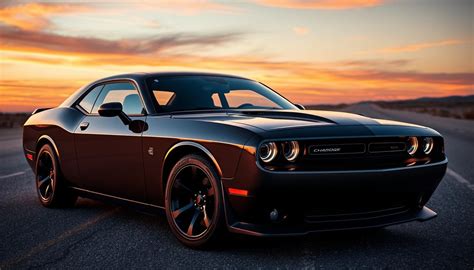 Dodge Challenger sportinio automobilio nuotrauka su agresyviu dizainu.