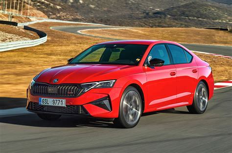 The Skoda Octavia sedan from the front angle in an urban setting