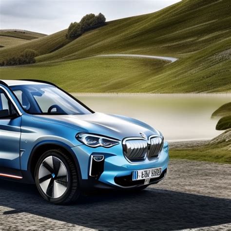 Vizualizacija naujojo BMW iX3 elektromobilio dizaino, akcentuojant priekinius ir galinius žibintus bei aerodinamines linijas