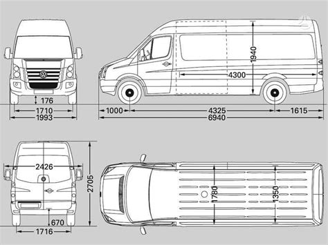 Schema, iliustruojanti krovininio automobilio techninius duomenis (matmenys, ašių apkrovos, tūris)
