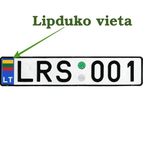 Automobilio valstybinio numerio ir lipduko pavyzdys