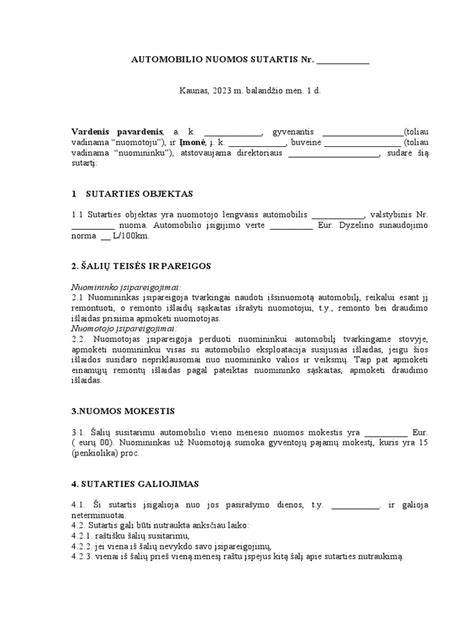 Pakaitinio automobilio nuomos planas