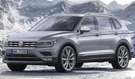 Volkswagen Tiguan II Allspace (2021) priekinio vaizdo nuotrauka, rodanti atnaujintą dizainą