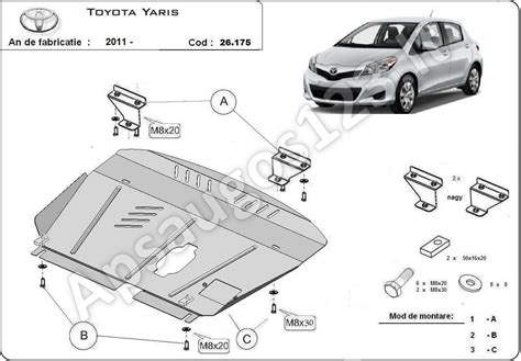 Toyota Yaris 2011 m. variklio skyriaus saugiklių dėžutės A tipo schema