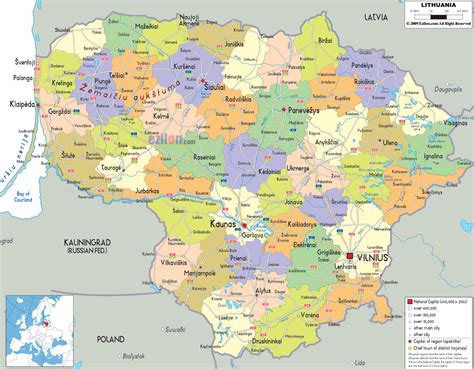 Mapa: Lietuva - populiarios nuomos vietos ir maršrutai