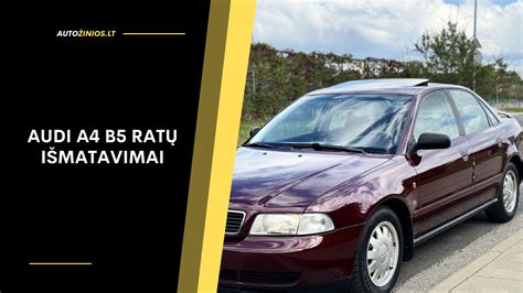 schema: Audi A4 B5 ratų ir padangų suderinamumo iliustracija su pagrindiniais parametrais