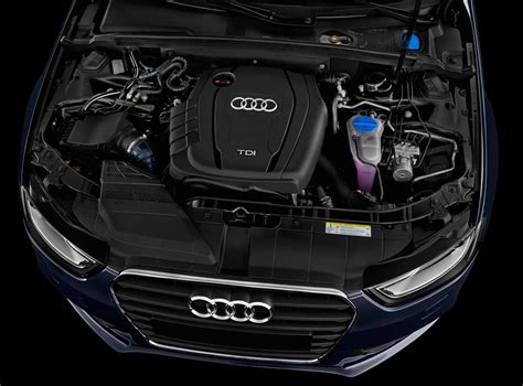 An infographic displaying the engine specifications and power output ranges for the Audi A4 (B8 8K) model, differentiating between petrol and diesel options.