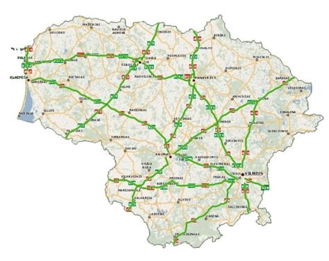Slovėnijos greitkelių ir pagrindinių kelių tinklo žemėlapis, rodantis mokamas atkarpas