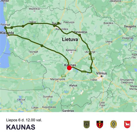 Žemėlapis su Press ralio maršrutu Kaunas-Palanga