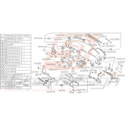 schema: originalių Subaru Impreza garso sistemos komponentų išdėstymo brėžinys