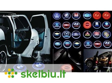 Automobilio durelių LED projektoriaus logotipas, projektuojamas ant žemės