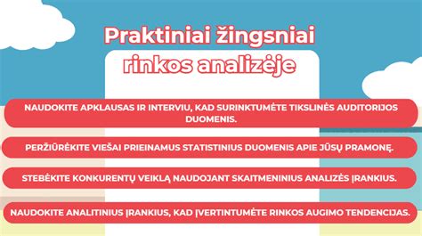 infografika su rinkos analizės etapais