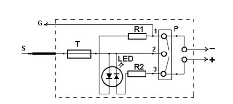LED indikatoriaus pertraukiklio schema