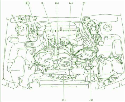 Subaru Outback variklio skyriaus schema