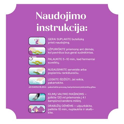 infografika: benzino kvapo šalinimo eiga (nuo minkštiklio iki chloro naudojimo)
