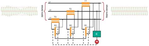 Schematinė įtampos stabilizatoriaus veikimo diagrama