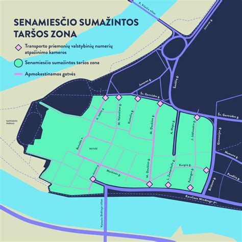 Žemėlapis: Sumažintos taršos zona Kauno senamiestyje