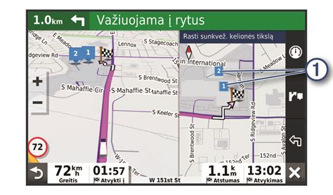 Sunkvežimio maršruto planavimo infografika su žemėlapio fragmentais ir simboliais
