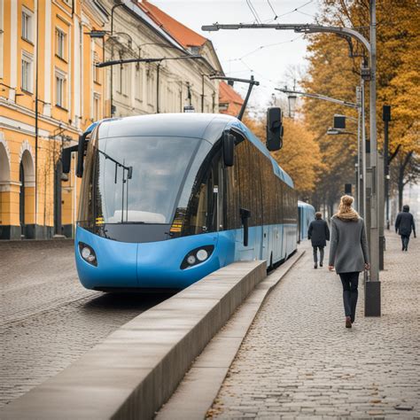 iliustracija, vaizduojanti ateities miestą su efektyviomis transporto sistemomis
