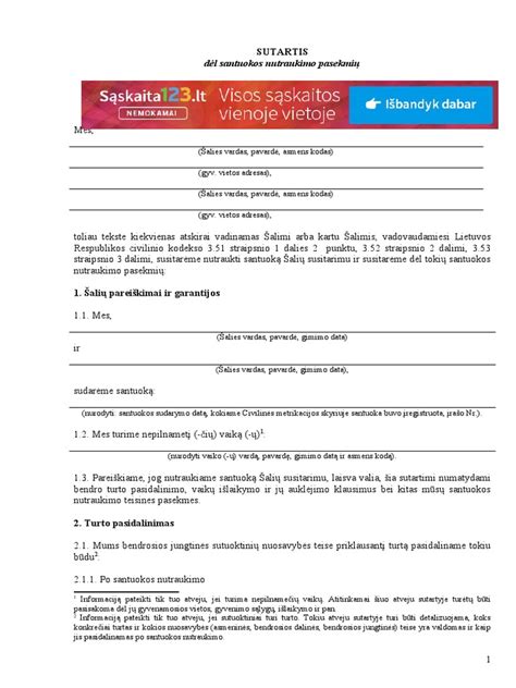 Infografika: Santuokos nutraukimo bendru sutarimu procesas