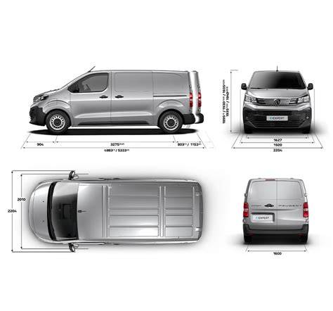 Infografika: Peugeot Expert dydžiai STANDARD vs LONG