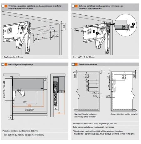 Lango pakėlimo mechanizmo schema
