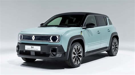 Renault 4 E-Tech eksterjero nuotrauka su atviru stogu