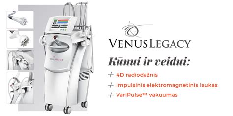 Teminė nuotrauka su prietaisu Venus Legacy ir apdorojamomis kūno sritimis