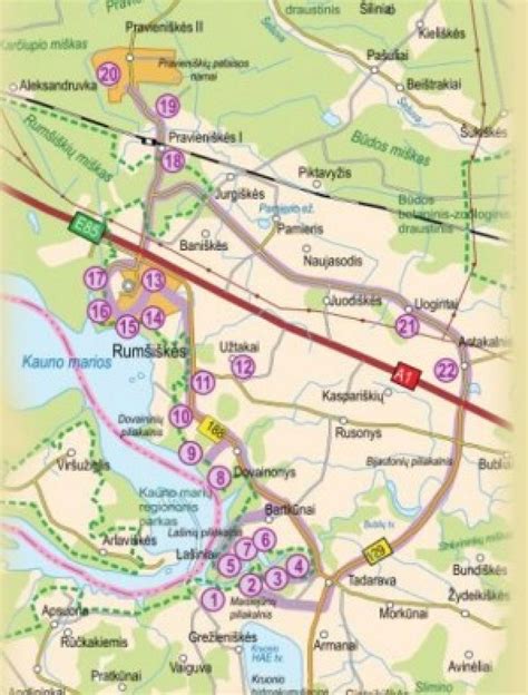 automagistralės Kaunas-Klaipėda scheminis žemėlapis su įvykio vieta