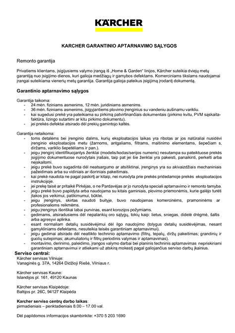 paveikslėlis, iliustruojantis garantinio aptarnavimo sąlygas