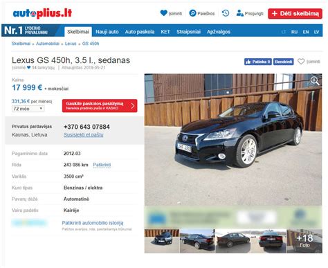 Skelbimų portalo Autoplius duomenys apie transporto priemonių pardavimą
